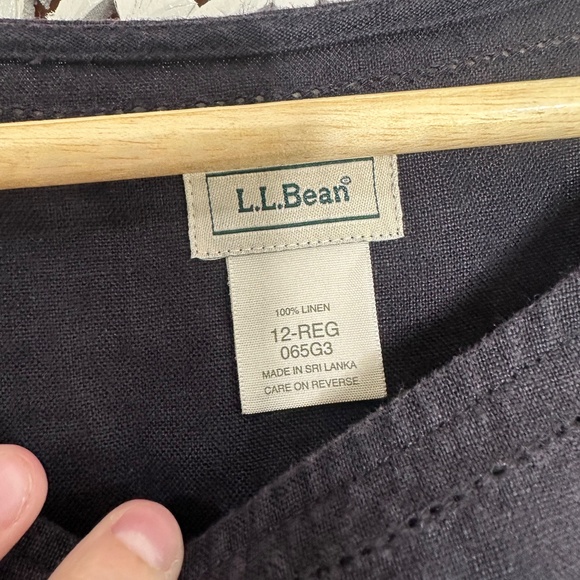 LL Bean 100% Linen Short Sleeve Knee Length Shift Dress Sz Large - Picture 6 of 6